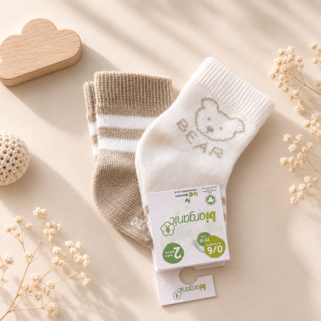 Шкарпетки 68408 беж/молоко - 2 пари (0/6 міс) BiBaby бавовна