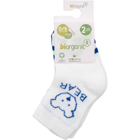 Шкарпетки 68408 синій/молоко - 2 пари (0/6 міс) BiBaby бавовна
