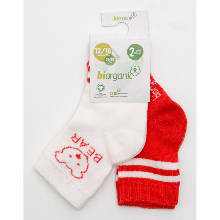 Шкарпетки 68408 червоний/молоко - 2 пари (0/6 міс) BiBaby