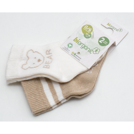 Шкарпетки 68408 беж/молоко - 2 пари (0/6 міс) BiBaby бавовна