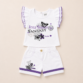 Костюм FANTASY (футболка, шорты) сирень, 100% хлопок