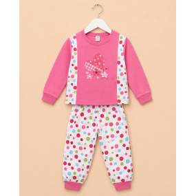Пижамка для девочки POLKA DOTS (100% хлопок), малина 2