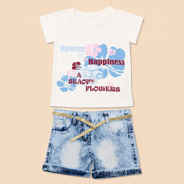 Футболка, джинсові шорти "Квіти"