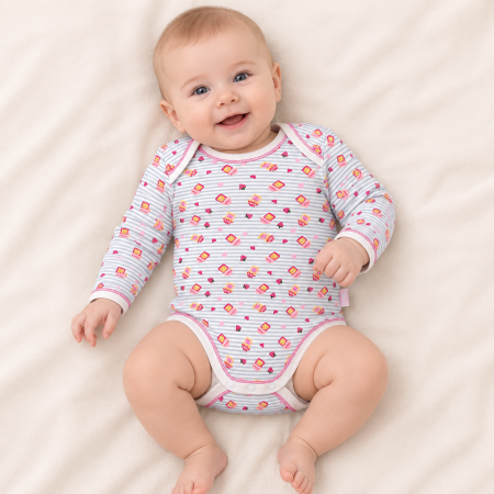 Боди Happy Baby (100% хлопок), розовая полоска