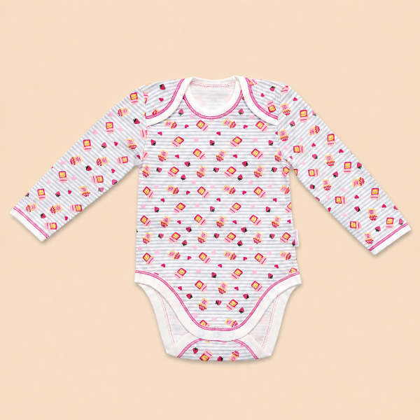 Боди Happy Baby (100% хлопок), розовая полоска