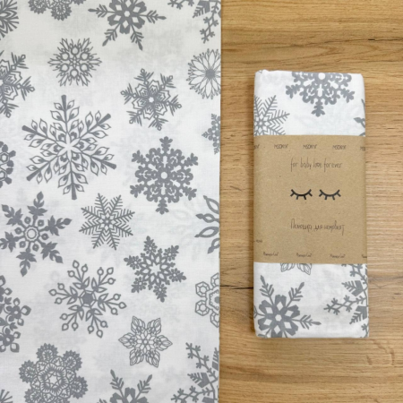 Пеленка бязь Сніжинки сірі на білому (100х80 см)