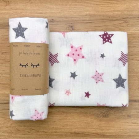 Пеленка Stars фланель (100х80 см) пудра