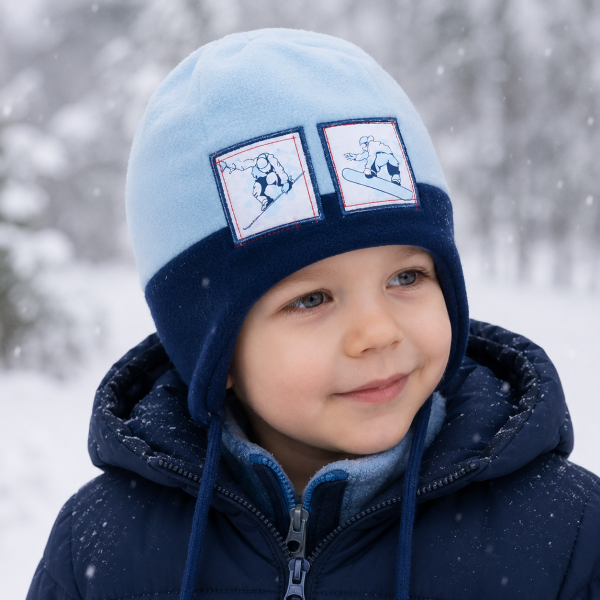 Шапка зимняя для мальчика Snowman (флис, инсулейт), голубой с